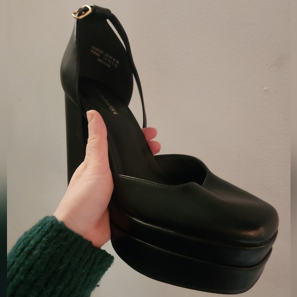 Chunky Black Platform Heels, New